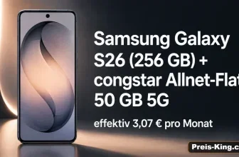 Samsung Galaxy S26 Smartphone mit congstar Allnet-Flat 50 GB 5G Angebotstext