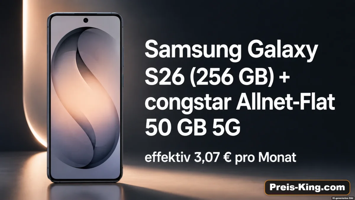 Gomibo: Samsung Galaxy S26 (256 GB) + congstar Allnet-Flat 50 GB 5G für 29,99 € / Monat + 73,95 € einmalig