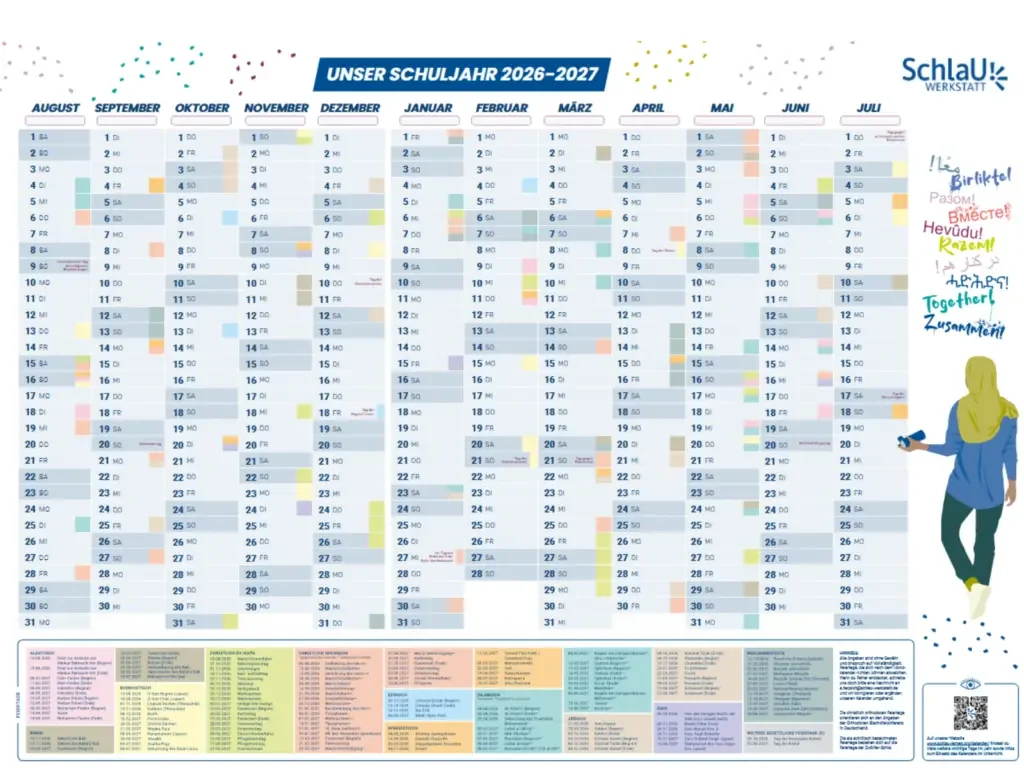 Gratis Schuljahreskalender Wandkalender 2026/2027 – kostenlos fürs neue Schuljahr