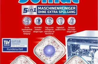 Somat 5in1 Maschinenreiniger mit 12 Tabs, TÜV-Siegel und Henkel-Logo auf rotem Hintergrund