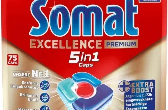 Somat Excellence Premium 5in1 Spülmaschinentabs, 75er Vorteilspack, rote und goldene Verpackung