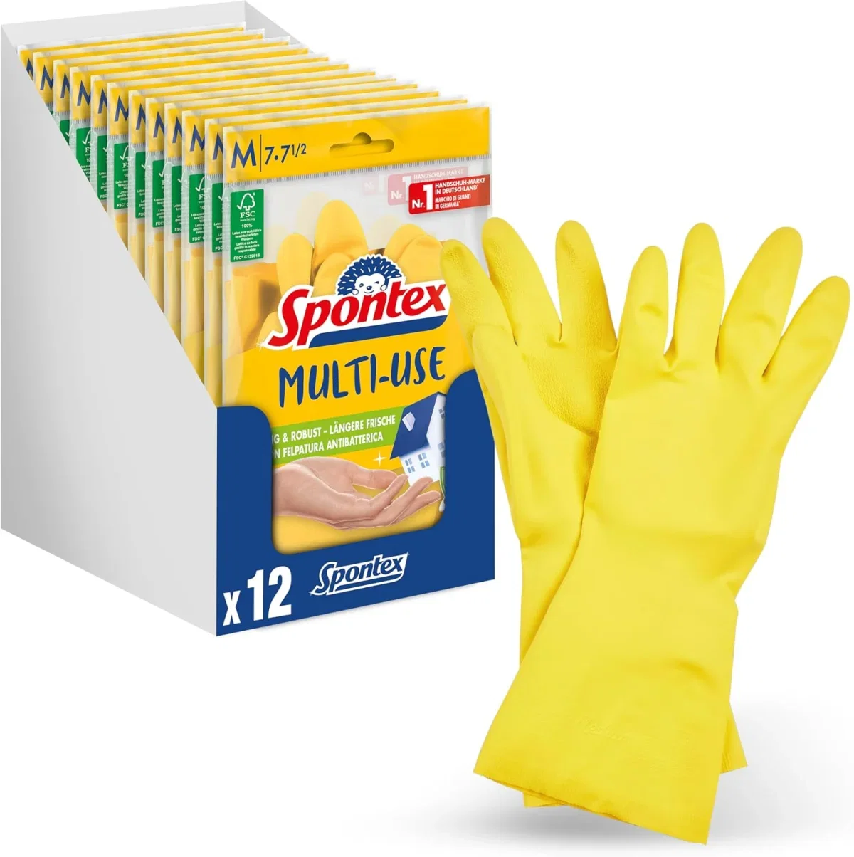 Spontex Multi Use Haushaltshandschuhe mit Frischeschutz (12 Paar Gr. M)