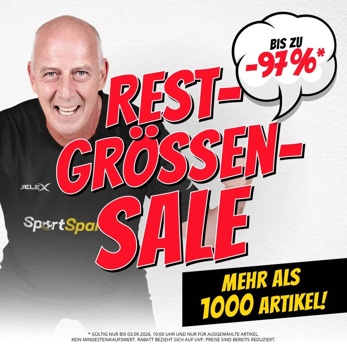 SportSpar Restgrößen Sale mit mehr als 1.000 Produkte mit bis zu 97 % Rabatt ggü. UVP