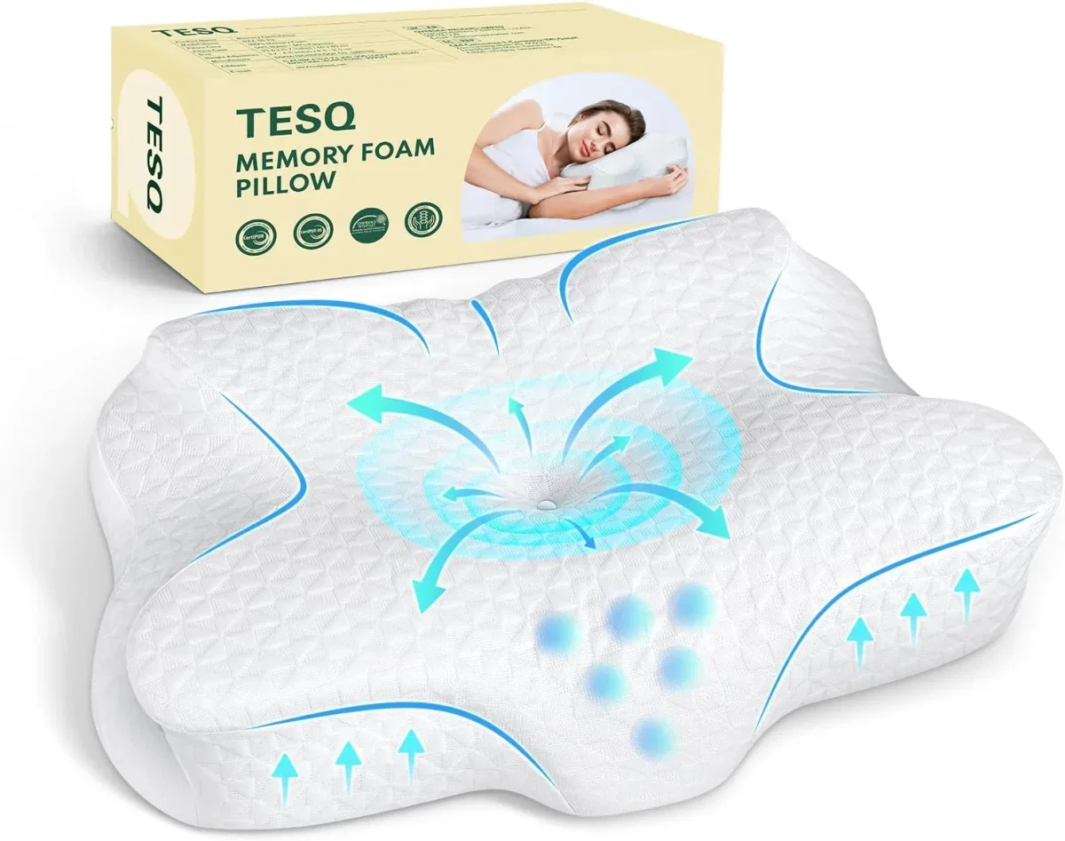 TESQ Ergonomisches Nackenkissen (2-in-1 x 9/12 cm)