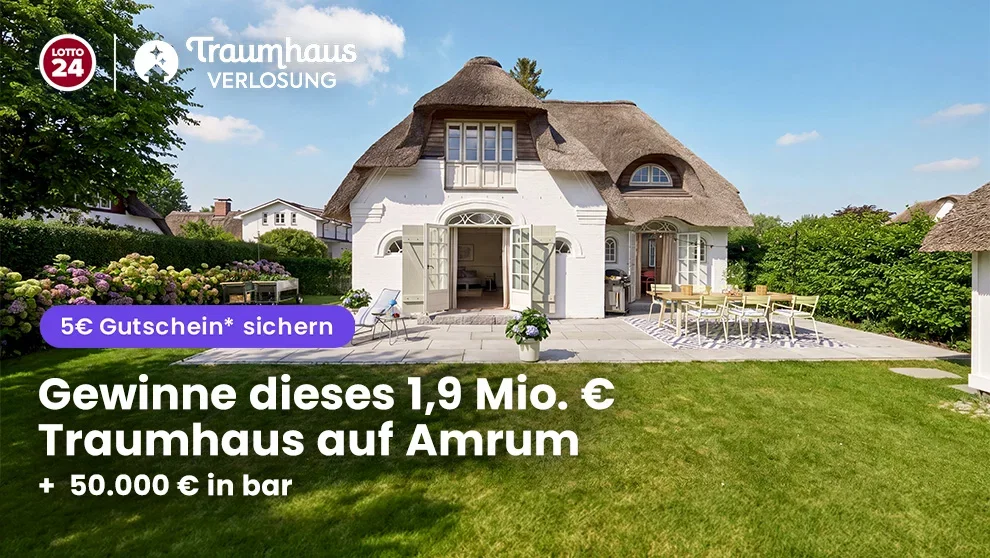 LOTTO24 Neukunden: 16 Lose für die Traumhausverlosung