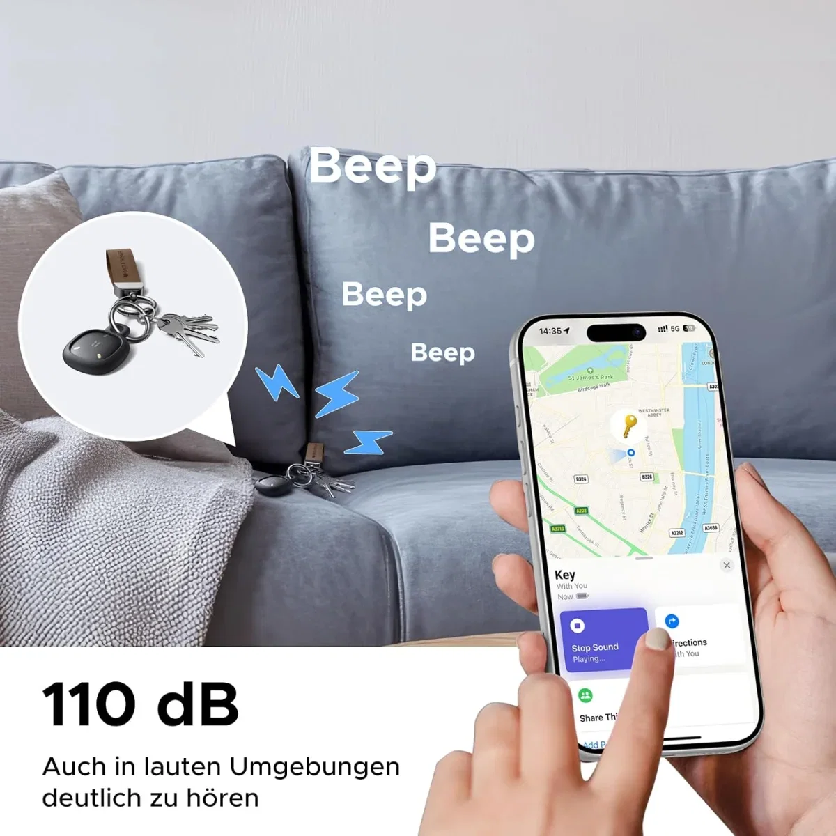 UGREEN FineTrack Mini Duo 2 Tracker kompatibel mit iOS & Android 4er Pack
