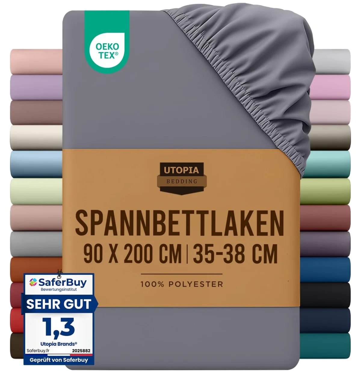 Utopia Bedding – Spannbettlaken – Grau (z.B 90 x 200cm )