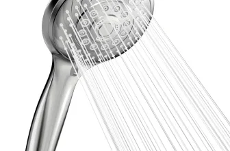 VEHHE chrom Handbrause mit Wasserstrahl, Duschkopf mit mehreren Düsen auf weißem Hintergrund