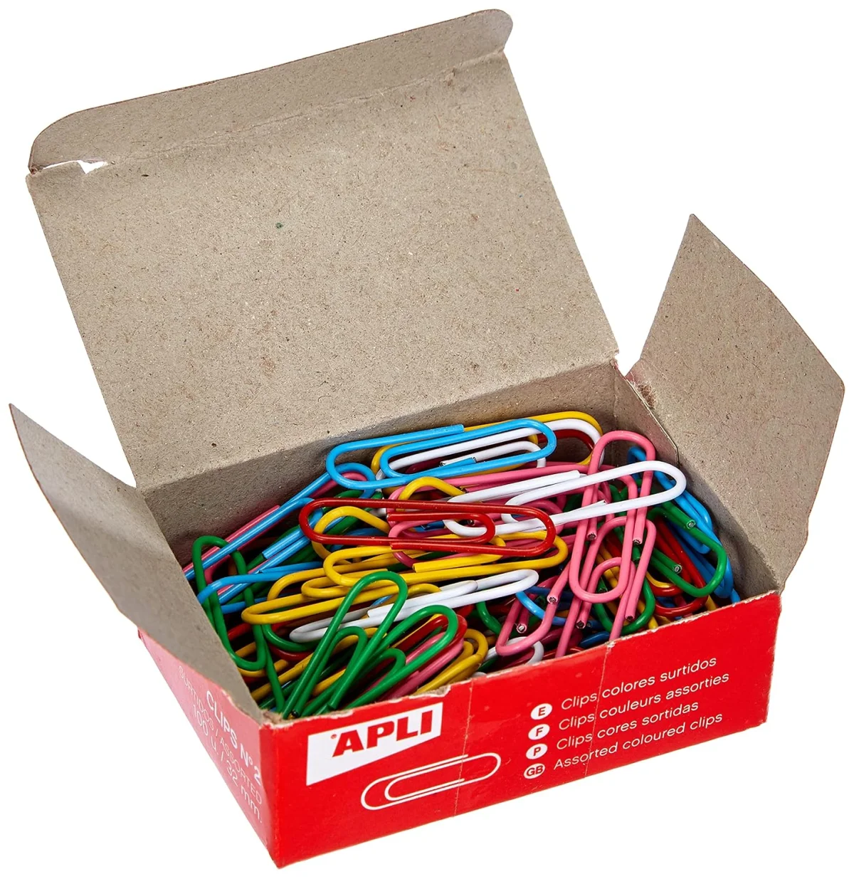 Verzinkte Büroklammer 32mm Bunt Packung mit 100