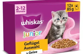 Whiskas Junior Nassfutter Multipack Geflügel in Gelee, 12x85g Portionsbeutel