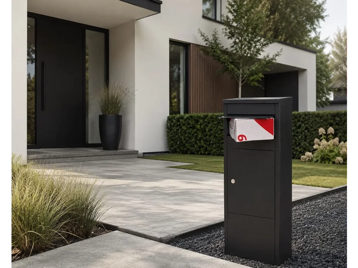 Allux München Paketbriefkasten (Verzinkter Stahl Schwarz 32 X 95 X 20 cm)