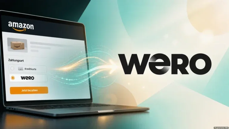 Amazon-Checkout mit Wero als neuer Zahlungsoption auf einem Laptop