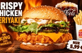 Crispy Chicken Teriyaki Burger von Burger King mit Pommes und Coca-Cola für 5,99 Euro