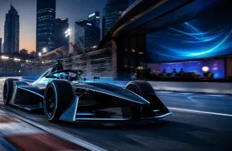 Formula-E-Rennwagen auf einem Stadtkurs als Symbol für den Start der Rennserie bei Disney+ ab 2026/27