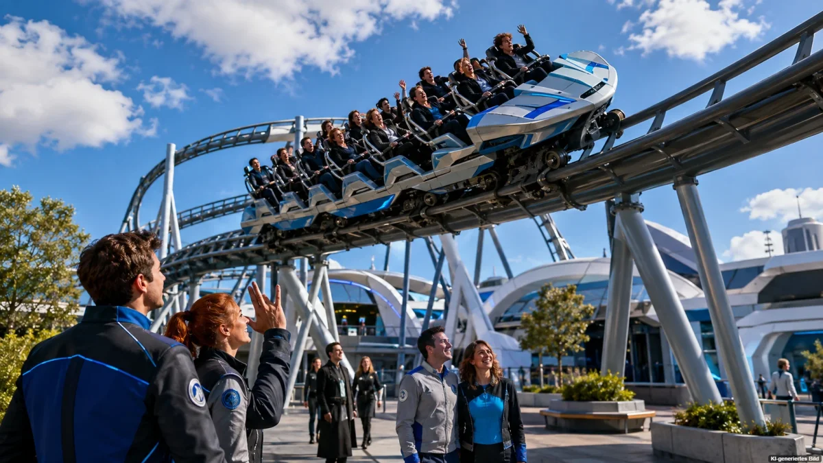 Futuristische Achterbahn im Movie Park Germany beim Star Trek Day 2026