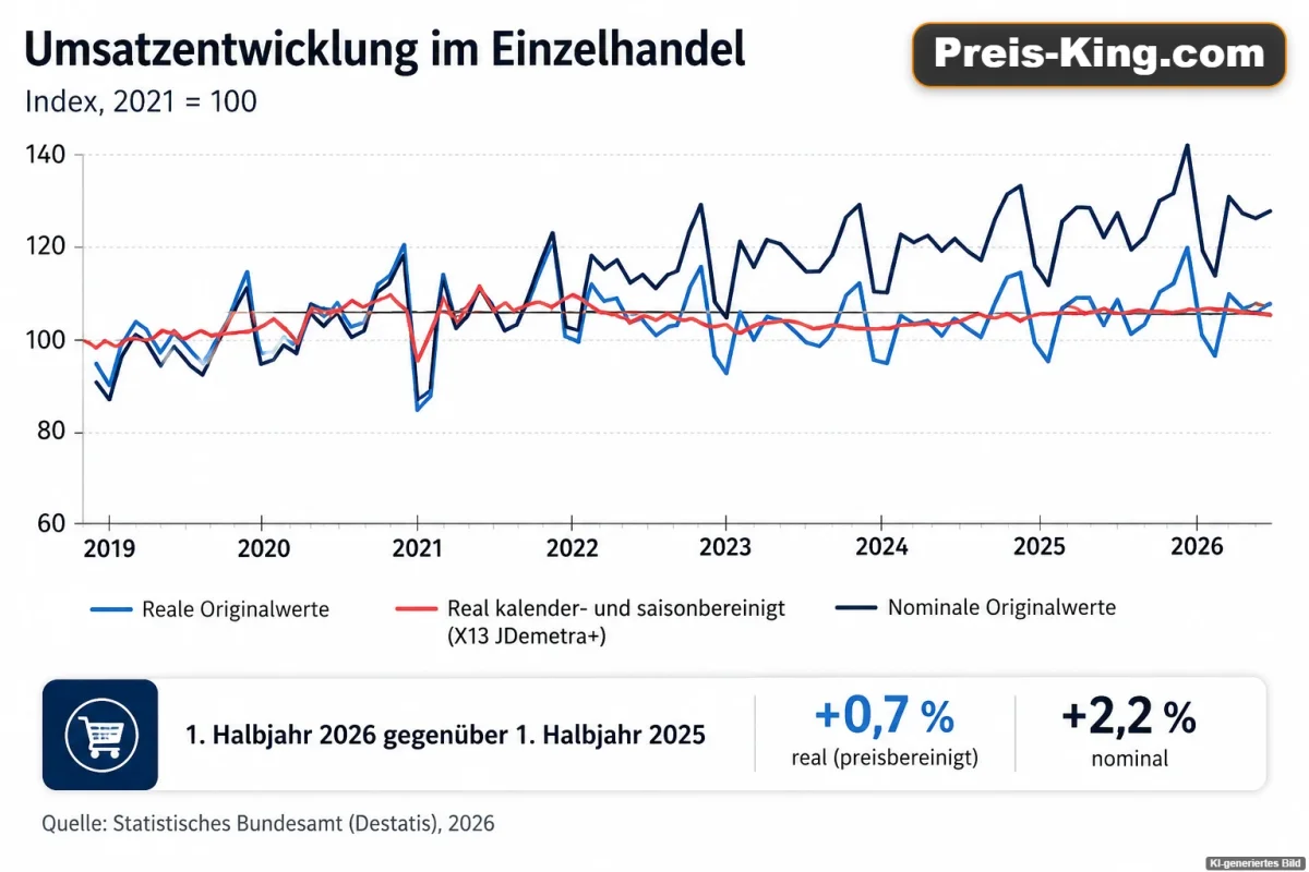 Umsatzentwicklung im deutschen Einzelhandel von 2019 bis 2026