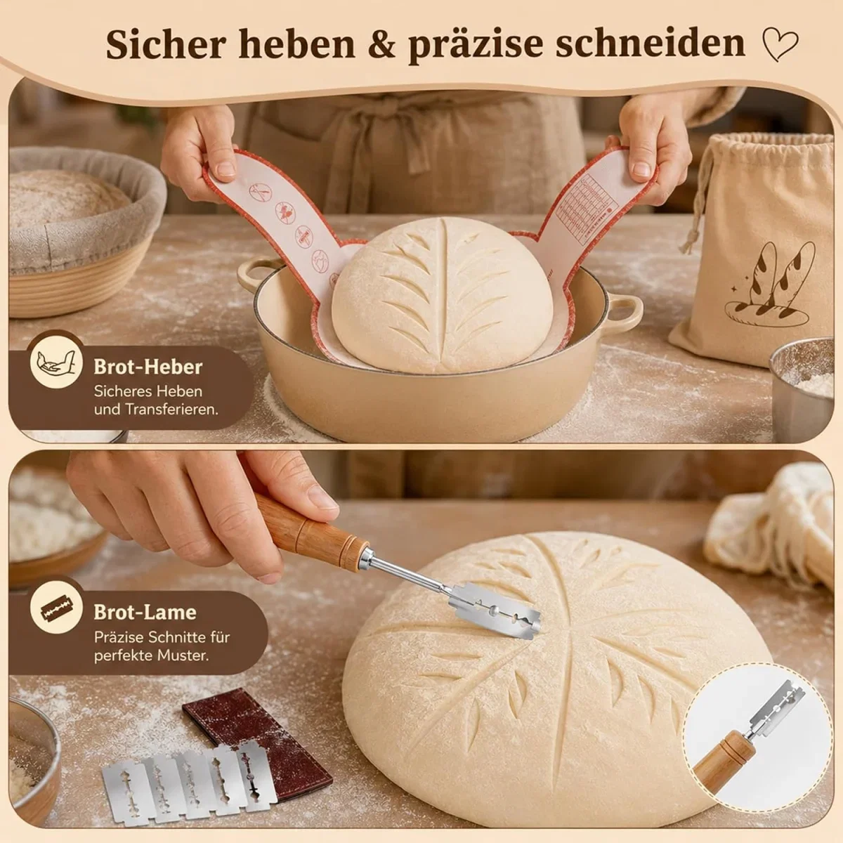 Skymico 14 Stück Gärkörbchen Brotback-Set aus Silikon