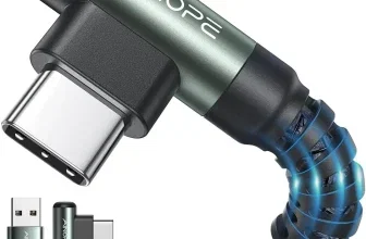 Grünes AINOPE USB-C Kabel mit 90-Grad-Stecker und geflochtenem Kabel