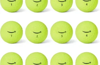 Zwölf leuchtend grüne Golfbälle mit Amazon-Logo und Nummern 1 bis 4 in drei Reihen auf weißem Grund.