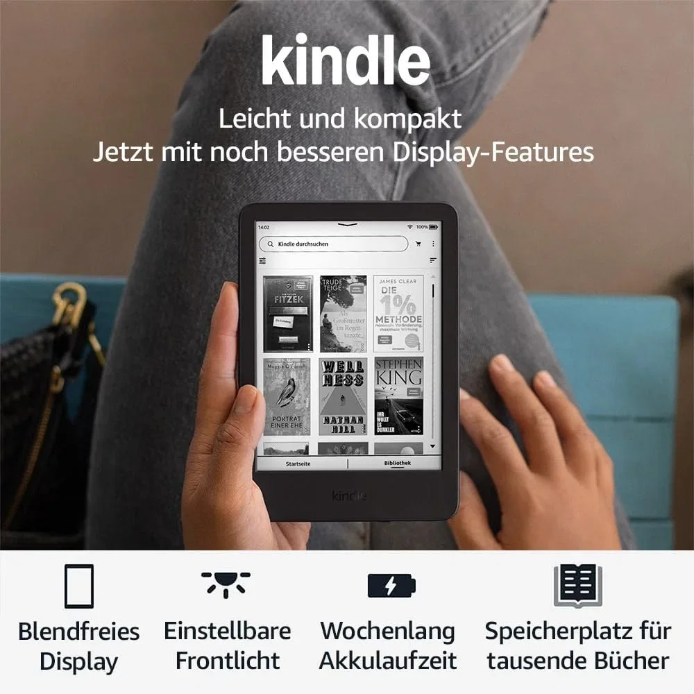 Amazon Kindle (neueste Generation) – Der leichteste und kompakteste Kindle (16 GB – mit Werbung)