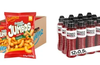 Paprika-Dressing, Lorenz Jumbos, Powerade und Naturata Vollkorn-Farfallé