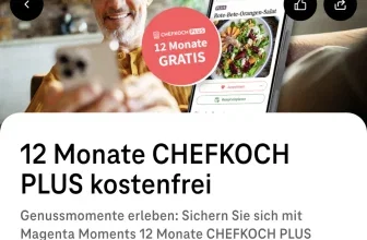 Mann mit Smartphone und Chefkoch Plus App, 12 Monate kostenlos mit Magenta Moments