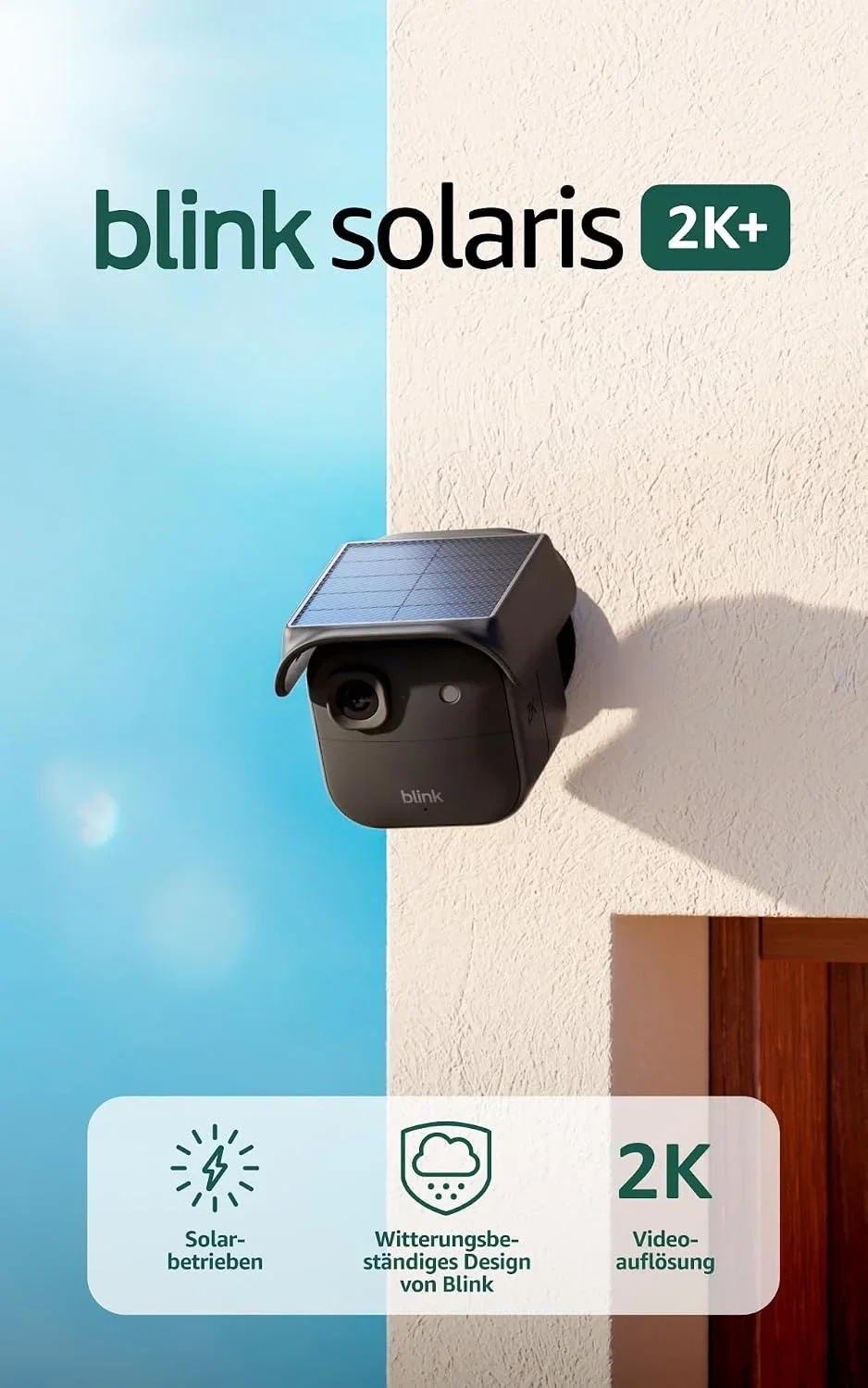 Blink Solaris 2K+ (neueste Gen.) Solarbetriebene kabellose intelligente Sicherheitskamera