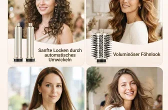 Vier Frauen mit verschiedenen Frisuren und passenden Aufsätzen des Bopcal Airstylers