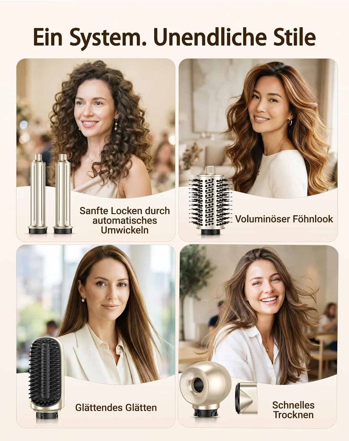 Bopcal 7-in-1 Airstyler 170000 U/min Ionen Föhn (mit Auto-Wrap Lockenstab)