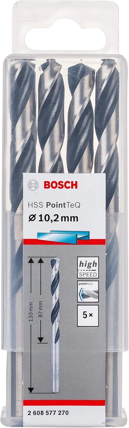Bosch Professional 10 Stück HSS Spiralbohrer PointTeQ (für Metall 4, x 86 mm Zubehör Bohrschrauber)