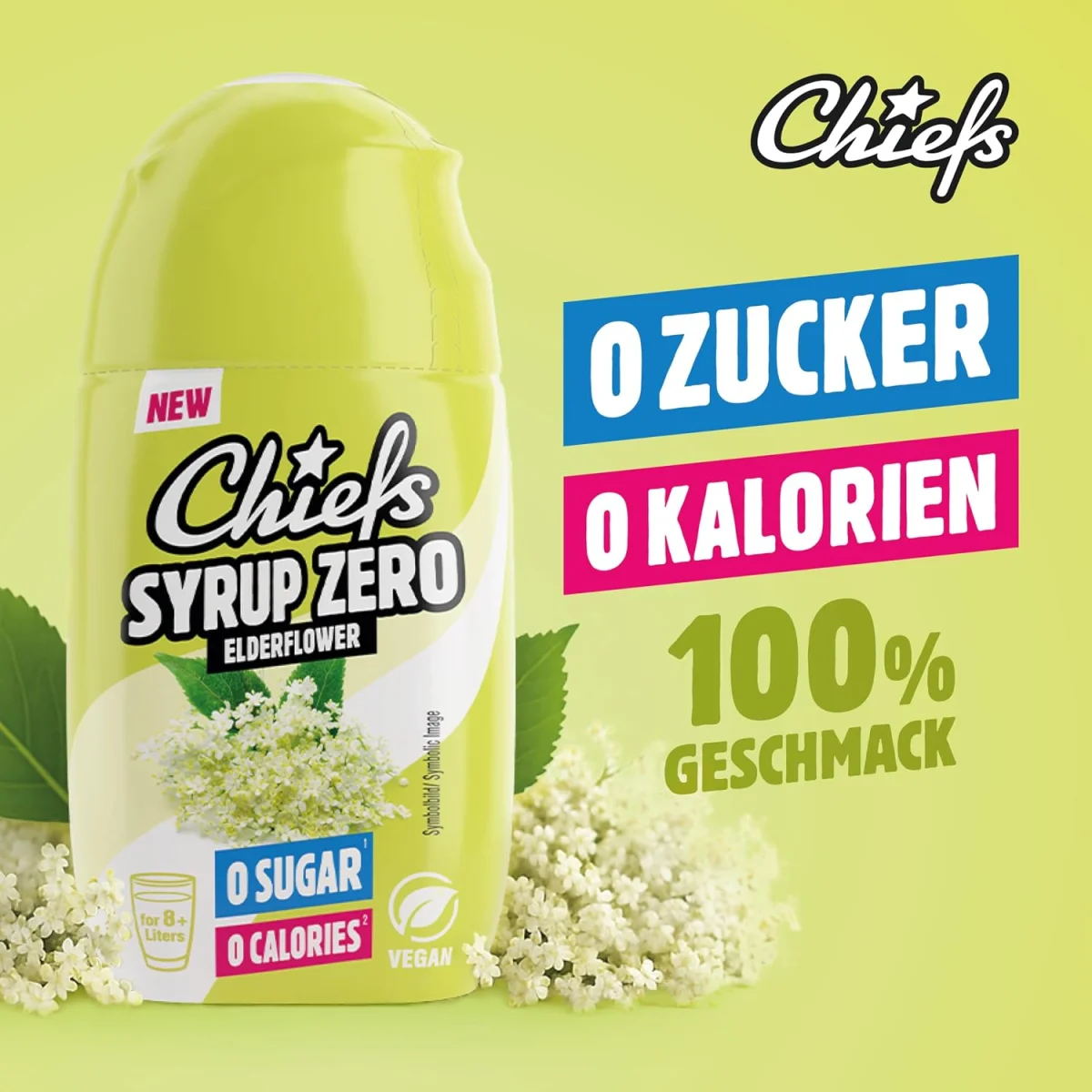 CHIEFS Syrup Zero Holunderblüten Sirup (65ml Zuckerfrei)