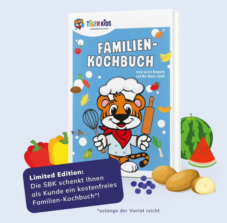 [Gratis] Familien Kochbuch mit Rezepten, Geschichten und Mitmachseiten (SBK-Mitglieder)