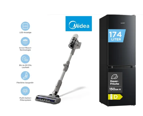 Comfee 174L Kühl-Gefrierkombination + Gratis Midea P9 Akku-Staubsauger