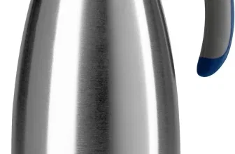 Emsa Soft Grip Isolierkanne aus Edelstahl mit blauem Deckel und zweifarbigem Griff