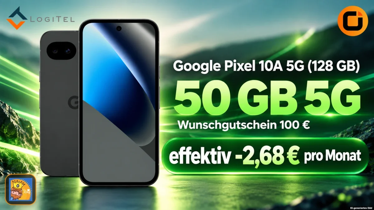 Logitel: Google Pixel 10A 5G (128 GB) + Wunschgutschein 100 € + otelo Allnet-flat Classic 50 GB 5G für 19,99 € / Monat + 1,00 € einmalig