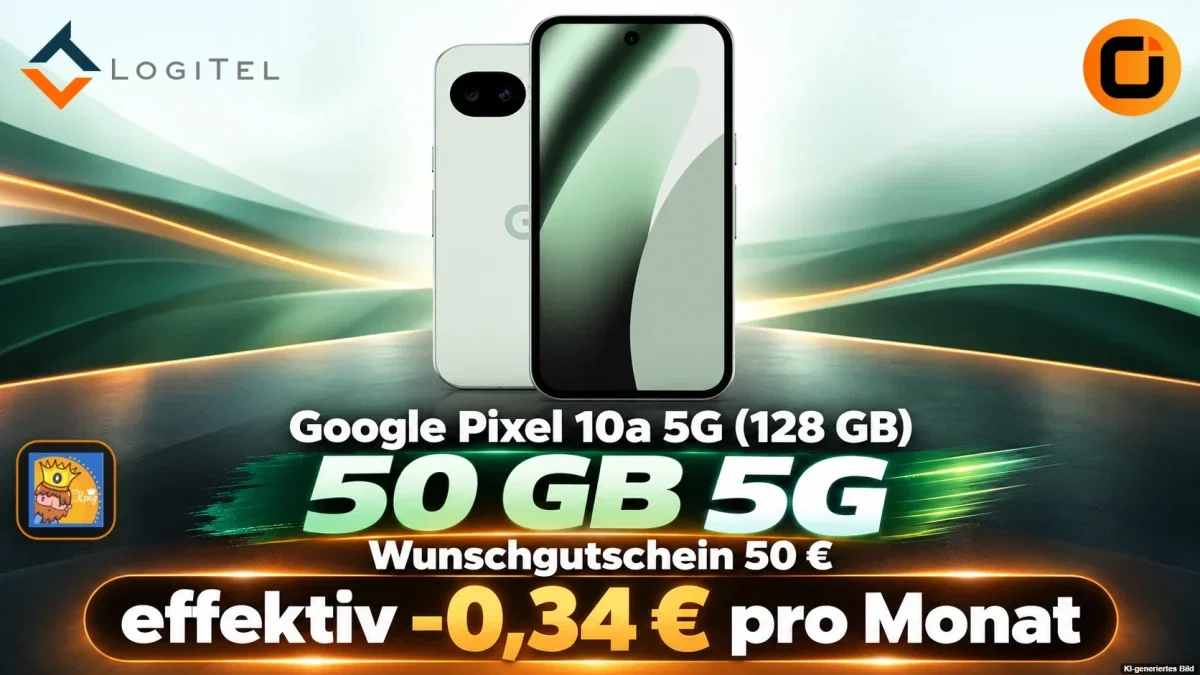 Logitel: Google Pixel 10a 5G (128 GB) + Wunschgutschein 50 € + otelo Allnet-flat Classic 50 GB 5G für 19,99 € / Monat + 1,00 € einmalig