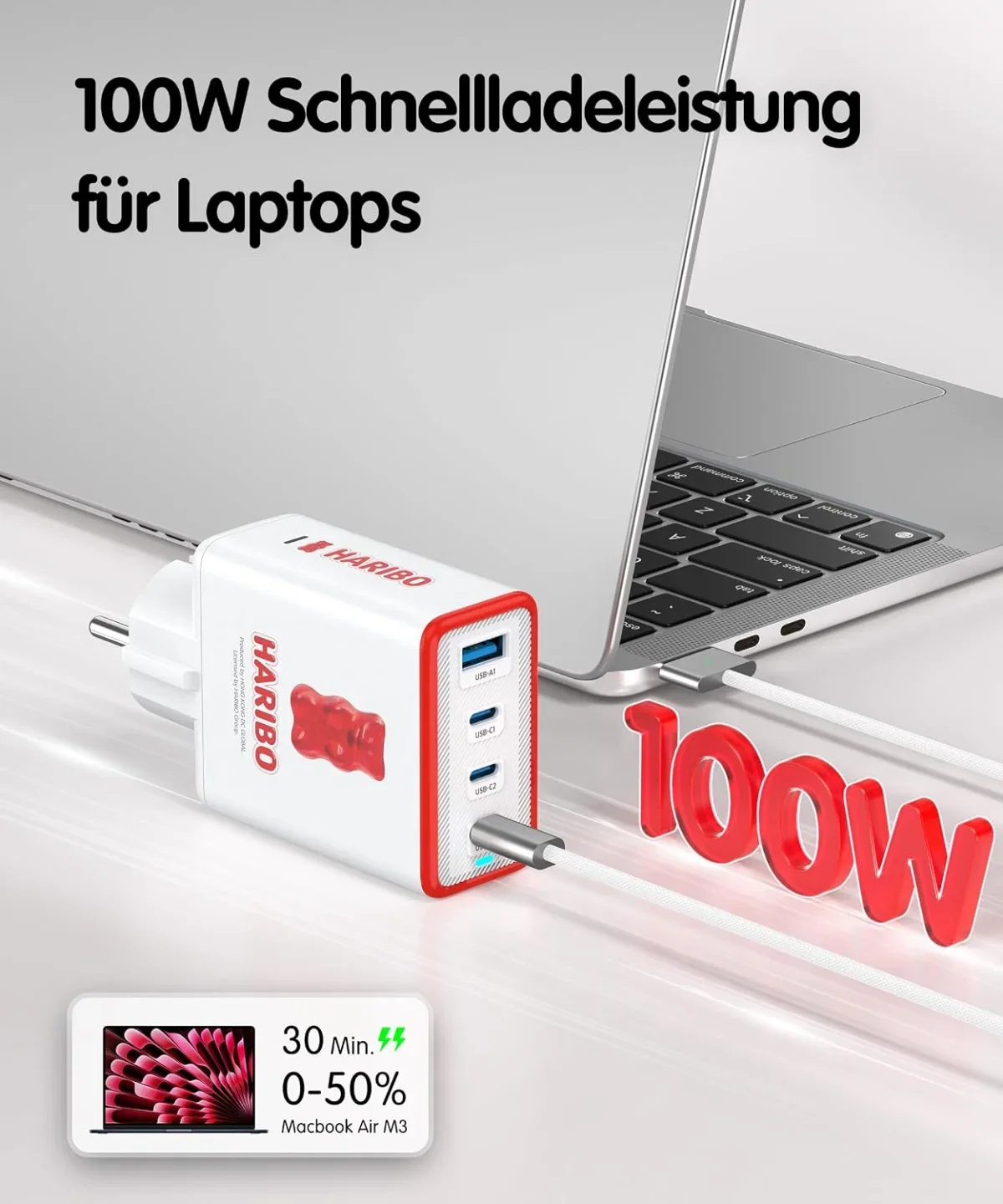 HARIBO 100W USB C Ladegerät 4-Port Netzteil (USB-C Schnellladegerät PD PPS)