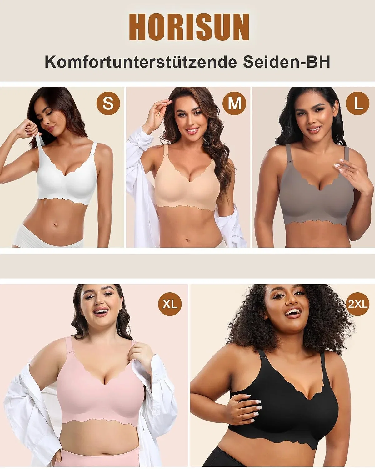 HORISUN BH Damen ohne Bügel Bralette für Alltag