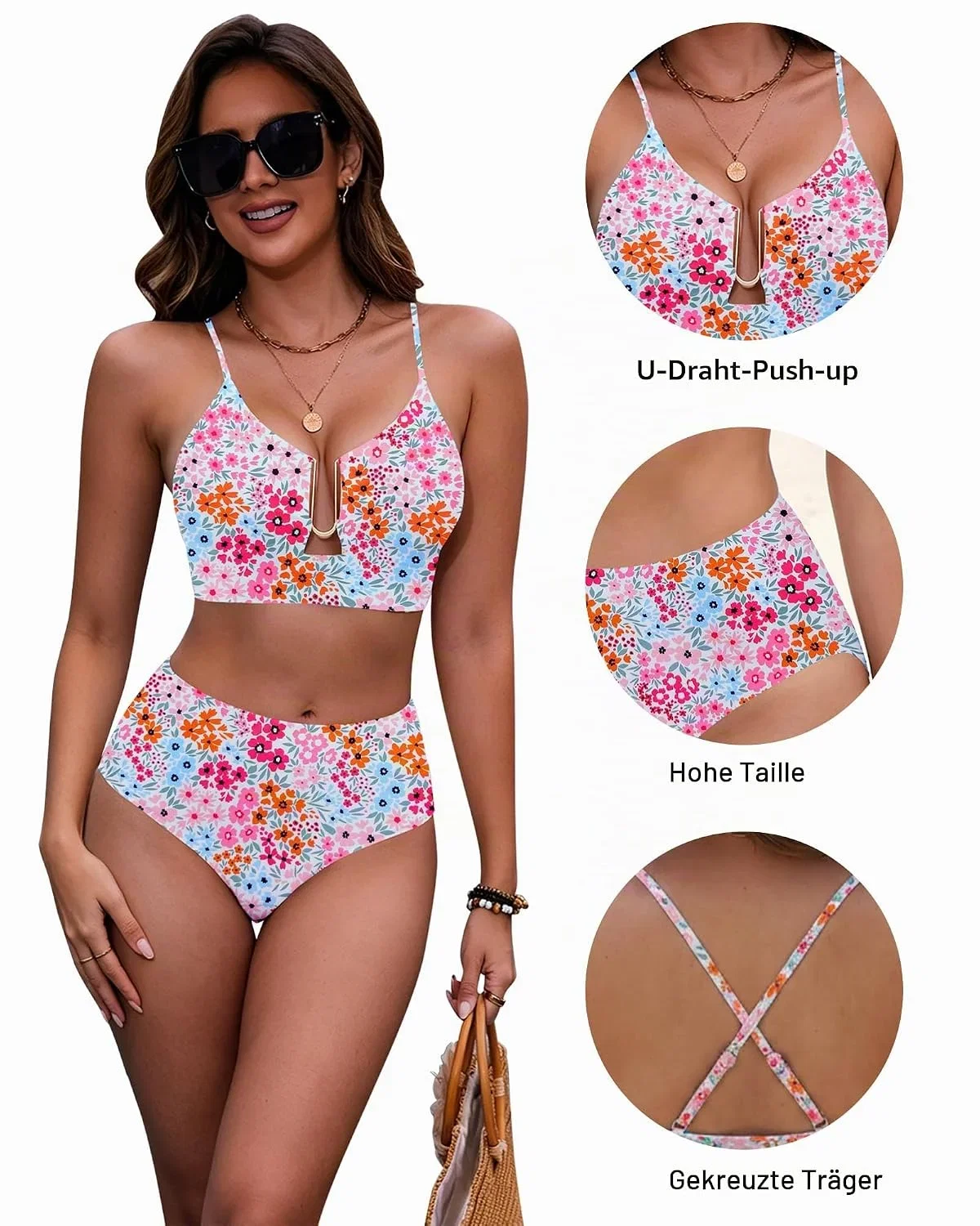 HORISUN High Waist Bikini Bauchweg Push Up (16 Farben, Gr. S bis XXL)