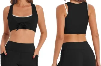 IDOPIP Sport-Set Damen mit Sport-BH, Wickeloberteil und High-Waist-Shorts