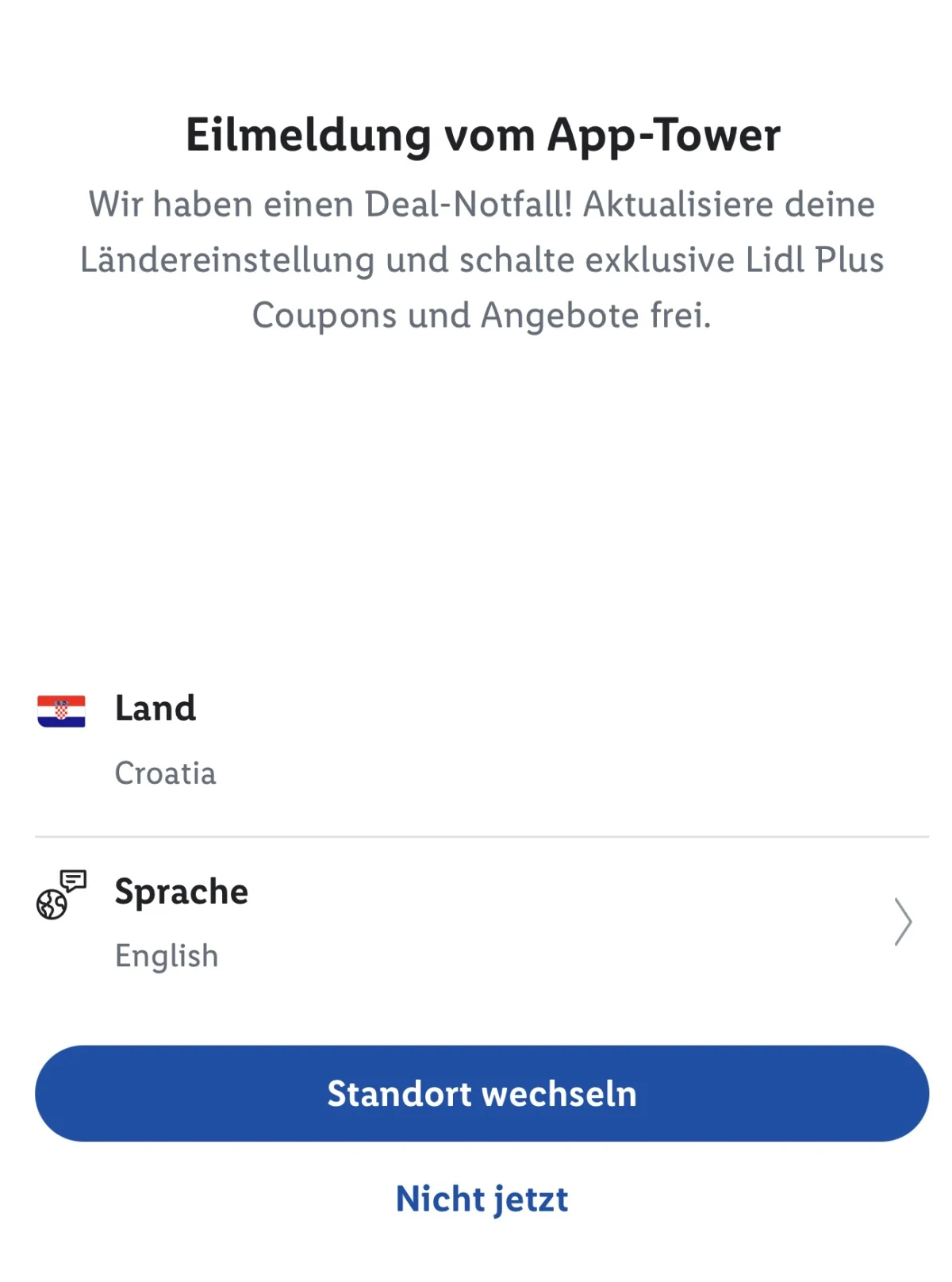 Bils zeigt den Wechseln eines Lidl Accounst in ein anderes Land