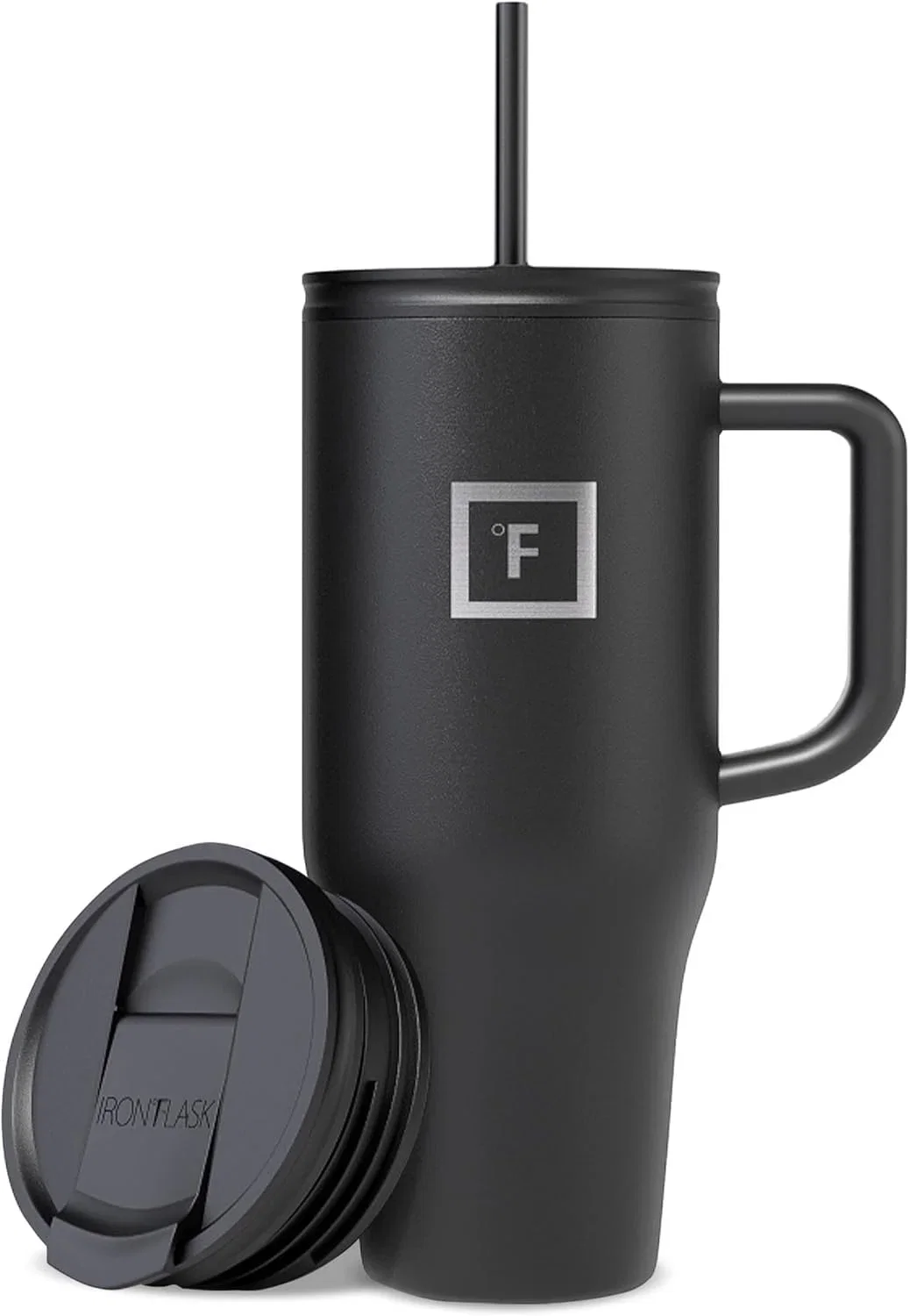 IRON °FLASK Isoliert Trinkbecher mit Strohhalm Deckel und Griff (950ml)