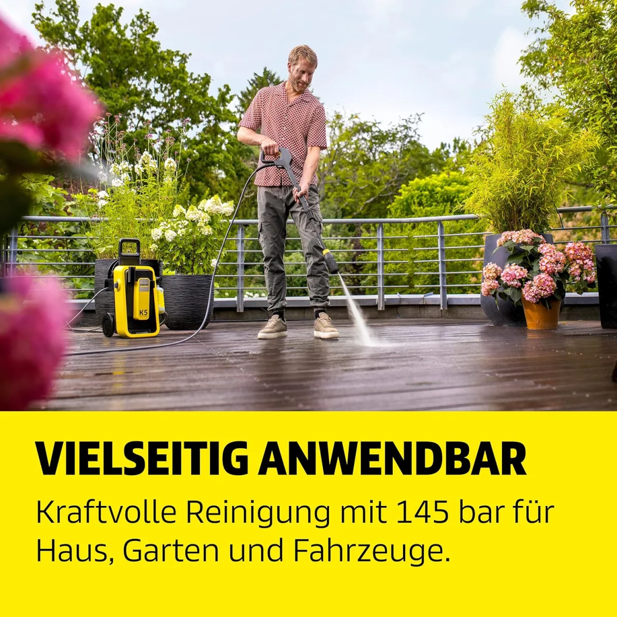 Kärcher K 5 Comfort Premium mit 4-in-1 Multi Jet und Schlauchtrommel