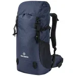 Navyblauer Kirkjubøur Trekkingrucksack mit seitlicher Tasche und Logo