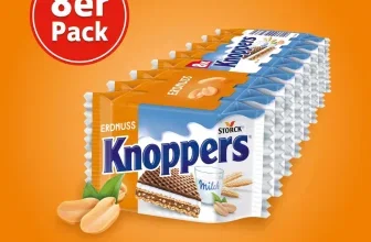 Knoppers Erdnuss Waffelschnitten mit Milch- und Erdnusscreme im 8er Pack