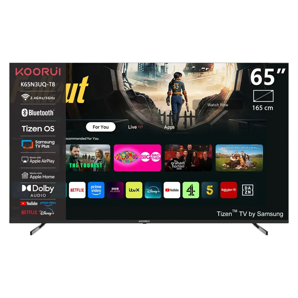 Koorui K65N3UQ-T8 65 Zoll (4K QLED TIZEN TV Rahmenloses Design)