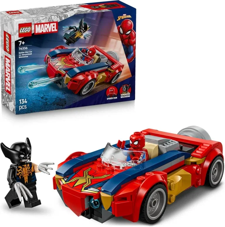 LEGO Marvel Spider-Man Car 76336 mit Venomisierter Wolverine Minifigur und rotem Spielzeugauto