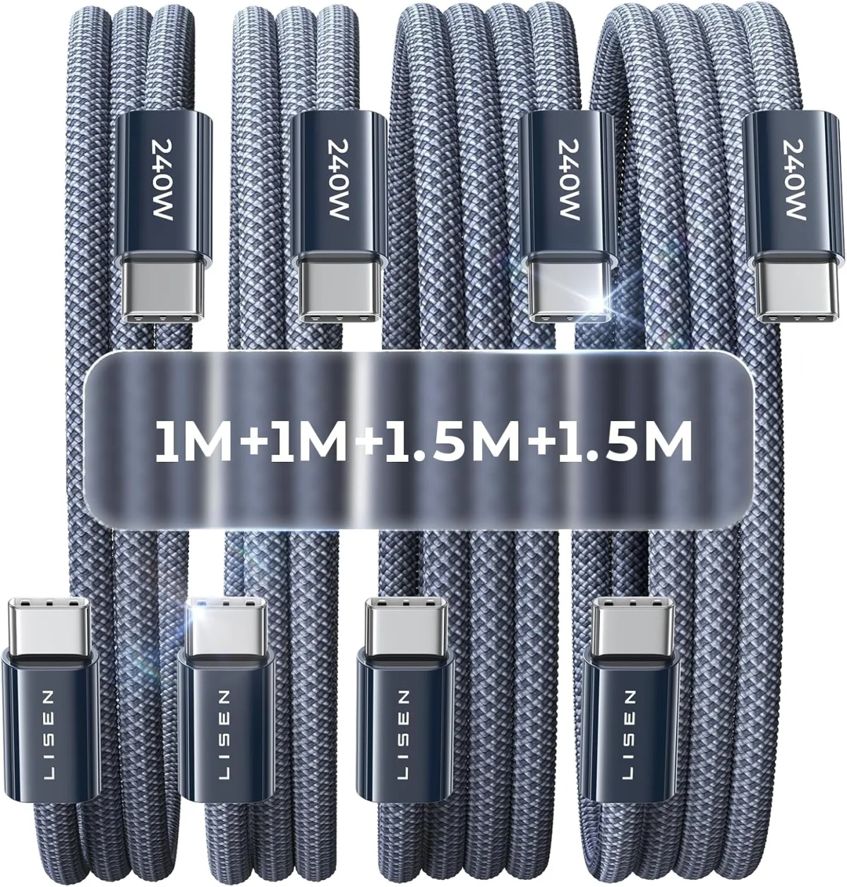 LISEN 240W USB C Kabel, PD 3.1 (4 Stück 2x1M+2×1.5M)