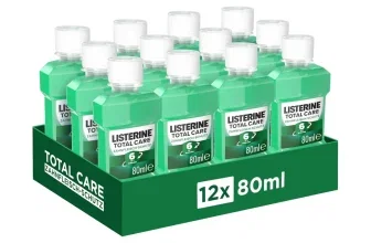 12er Pack Listerine Total Care Mundspülung, Zahnfleisch-Schutz, 80ml Flaschen im grünen Display