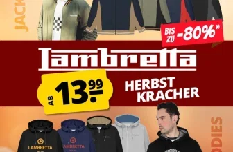 Lambretta Herbstsale: Herren Hoodies und Jacken ab 13,99 € mit bis zu 80 % Rabatt